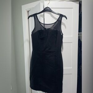 Dynamite Black Mesh Detail Mini Dress
